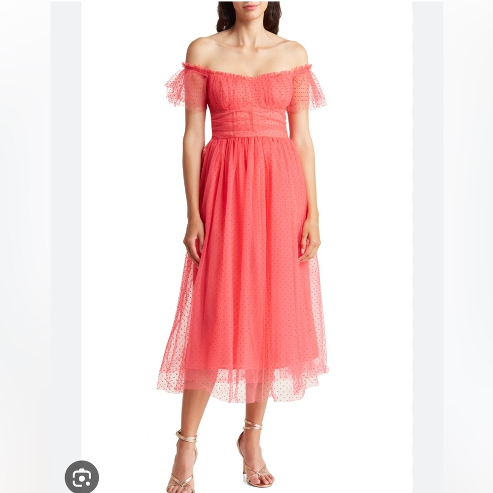 Lush Tulle off the Shoulder Midi Dress